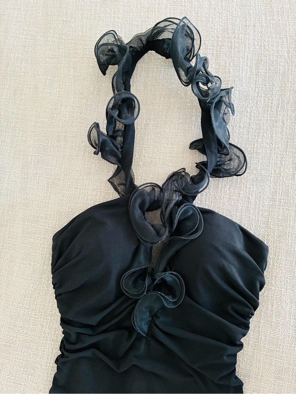 JS Collections Ruched Cocktail Dress with Organza Ruffle - Picture 2 of 4